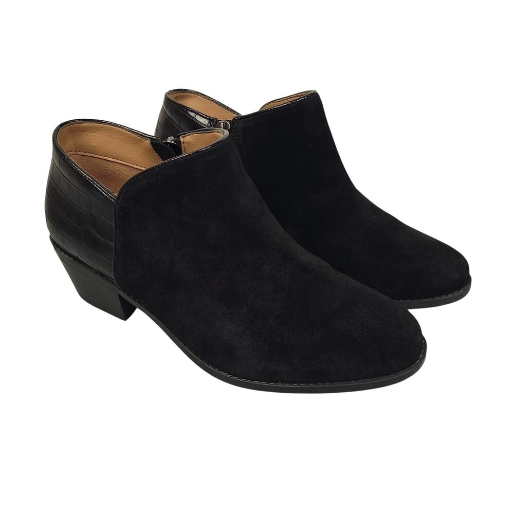 Vionic Marissa Booties Womens 8.5 Black Suede Ankle Zip Comfort Shoes EUC - Picture 4 of 13